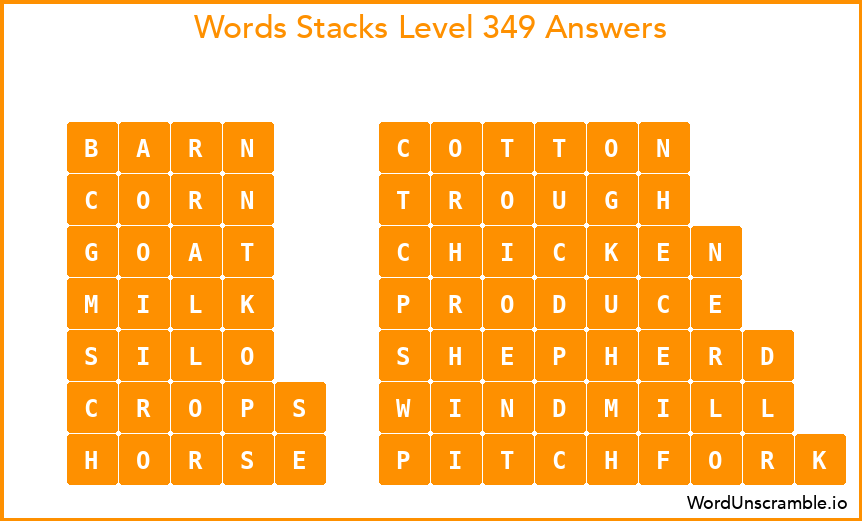 Word Stacks Level 349 Answers