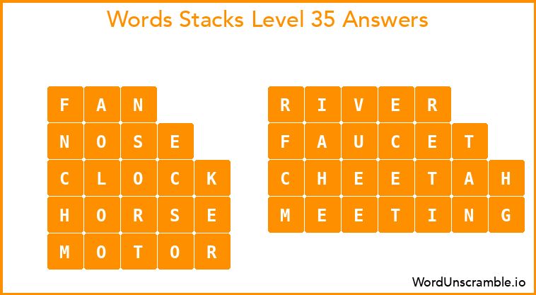 Word Stacks Level 35 Answers
