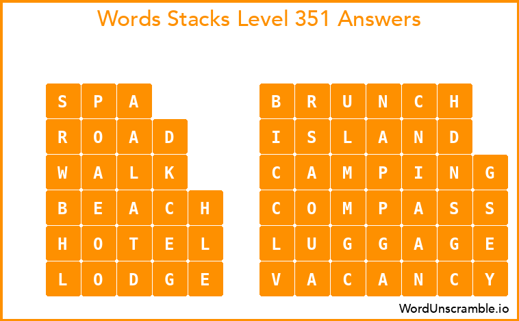 Word Stacks Level 351 Answers