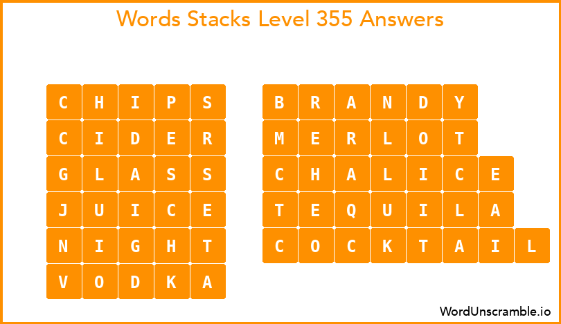Word Stacks Level 355 Answers