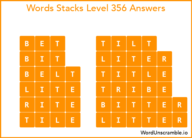 Word Stacks Level 356 Answers