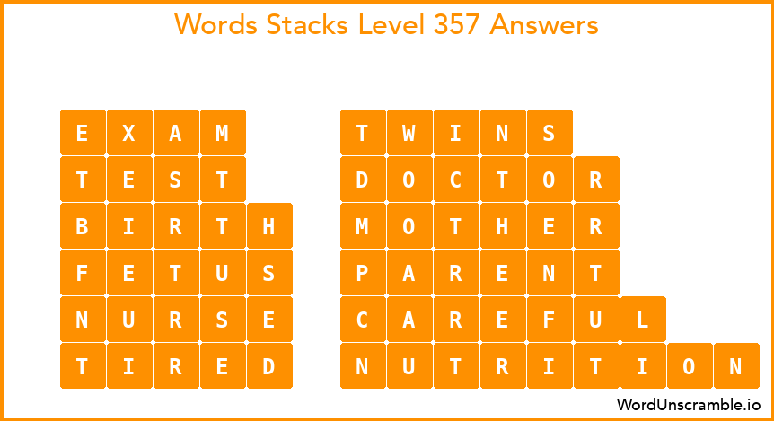 Word Stacks Level 357 Answers
