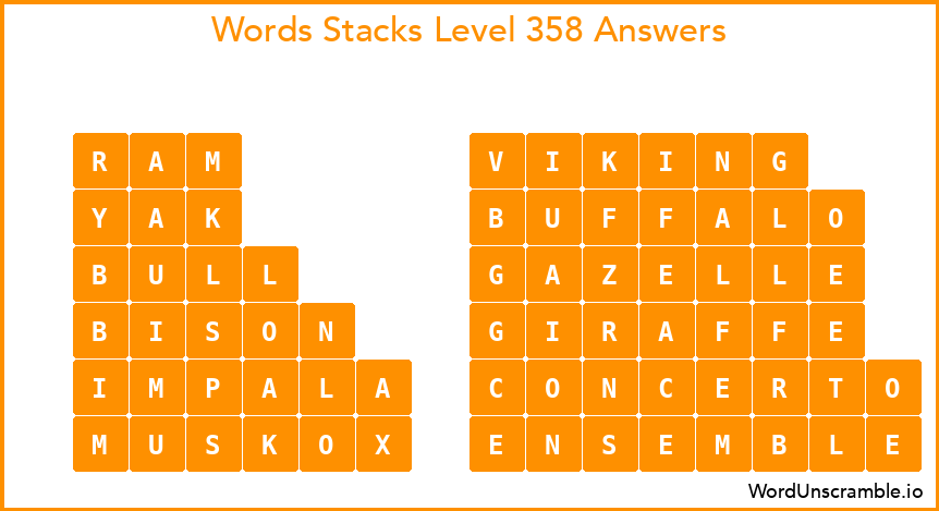 Word Stacks Level 358 Answers