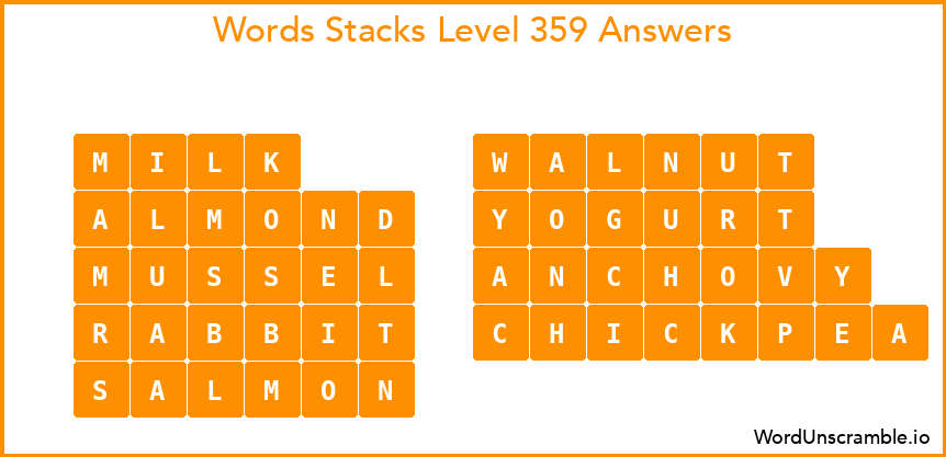 Word Stacks Level 359 Answers