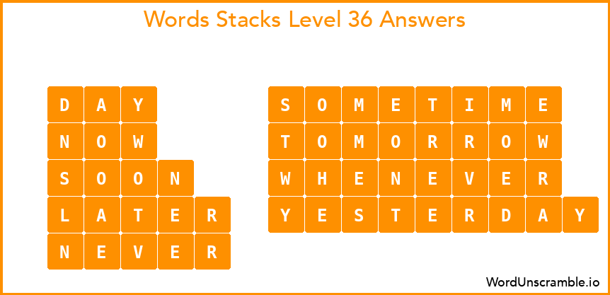 Word Stacks Level 36 Answers