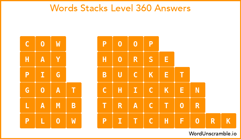 Word Stacks Level 360 Answers
