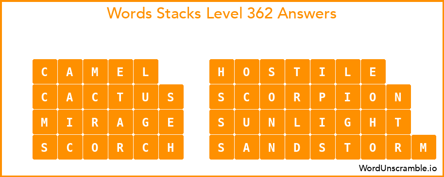 Word Stacks Level 362 Answers
