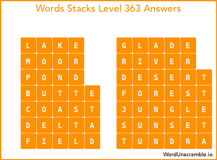 Word Stacks Level 363 Answers