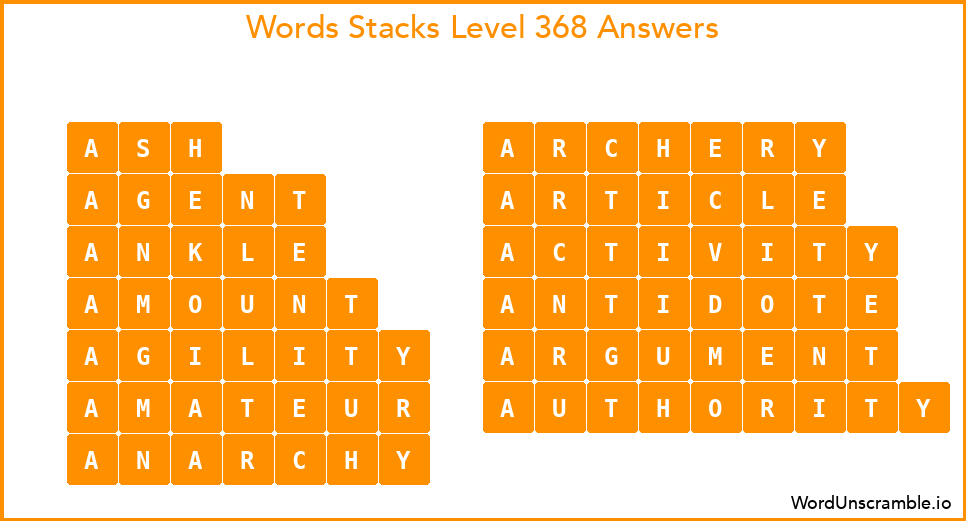 Word Stacks Level 368 Answers