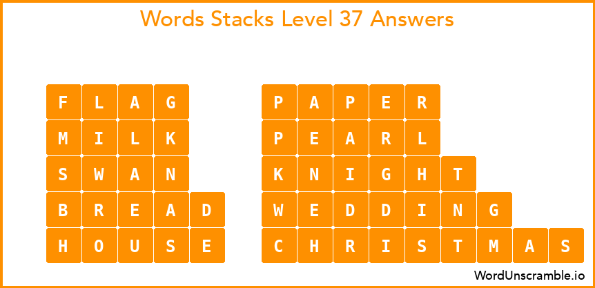 Word Stacks Level 37 Answers