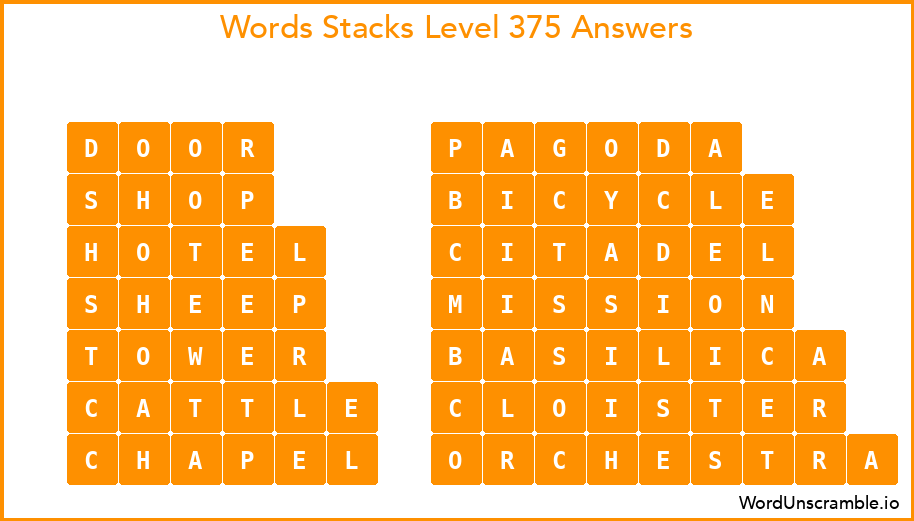 Word Stacks Level 375 Answers