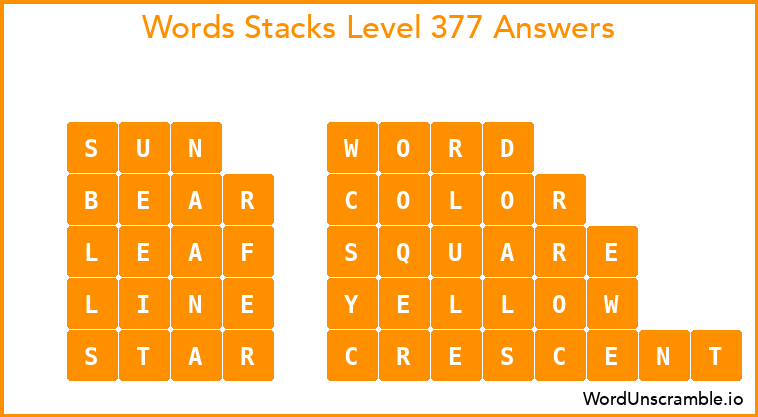 Word Stacks Level 377 Answers