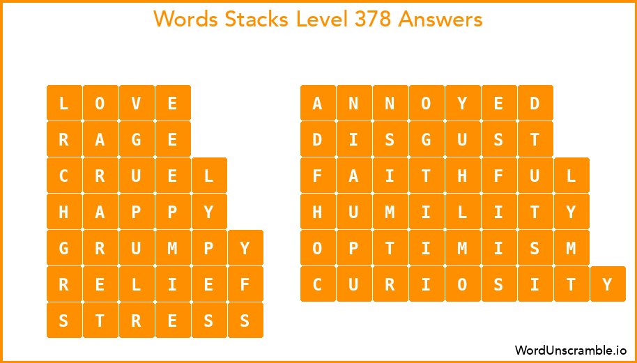 Word Stacks Level 378 Answers