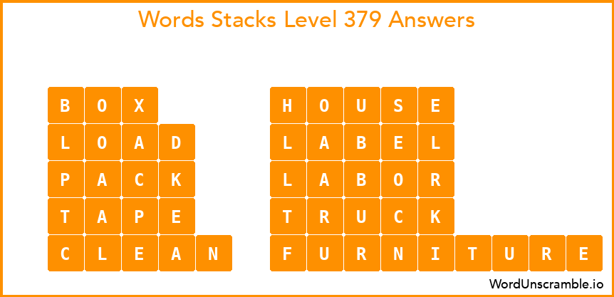 Word Stacks Level 379 Answers