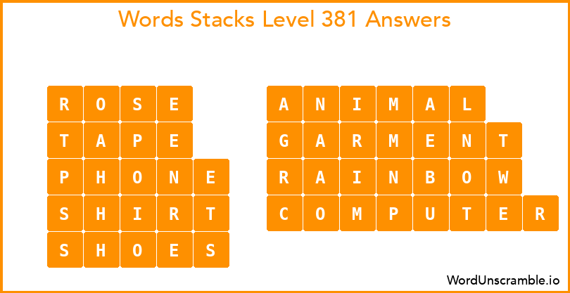 Word Stacks Level 381 Answers