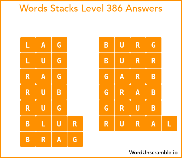 Word Stacks Level 386 Answers