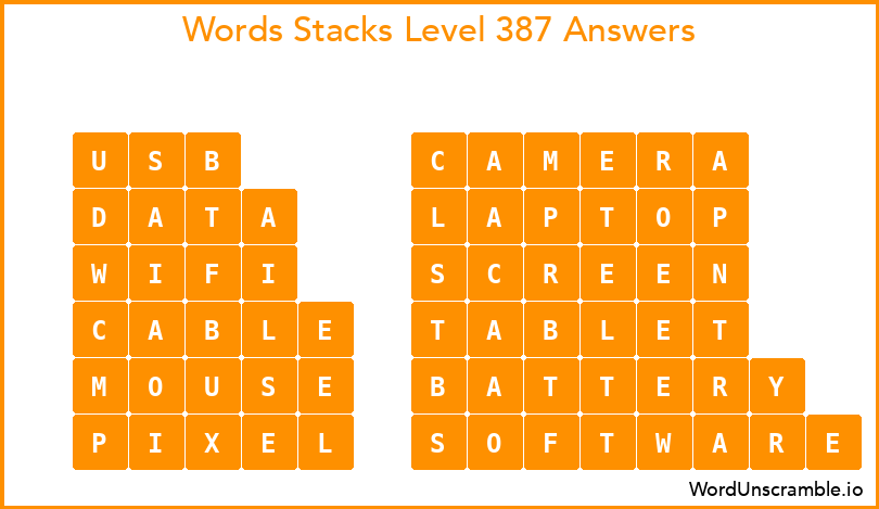Word Stacks Level 387 Answers
