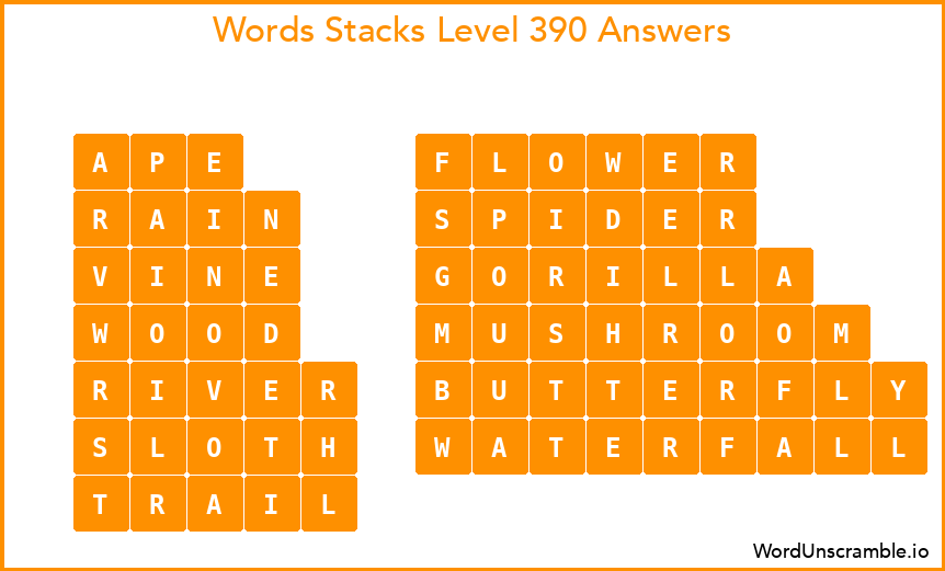 Word Stacks Level 390 Answers