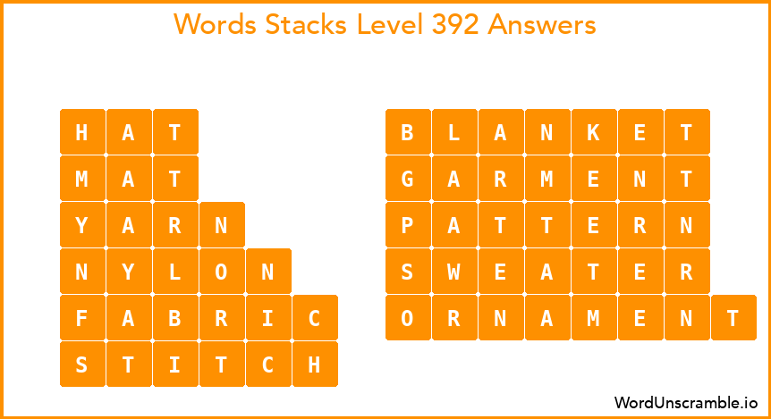 Word Stacks Level 392 Answers