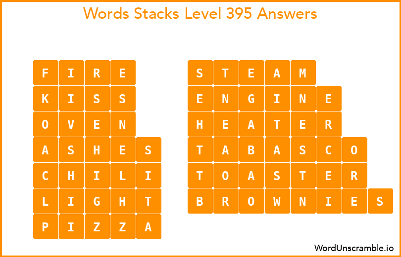 Word Stacks Level 395 Answers