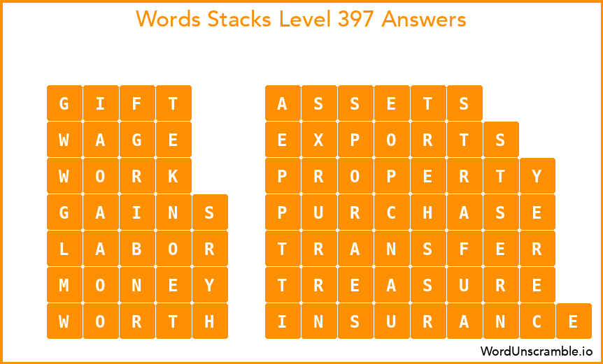 Word Stacks Level 397 Answers