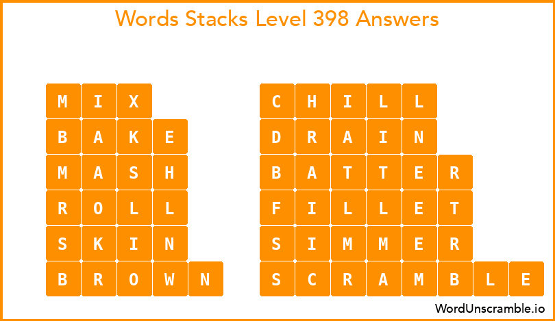 Word Stacks Level 398 Answers