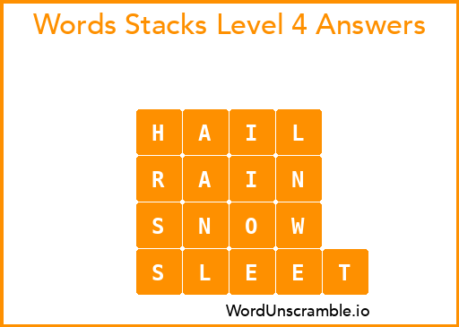Word Stacks Level 4 Answers