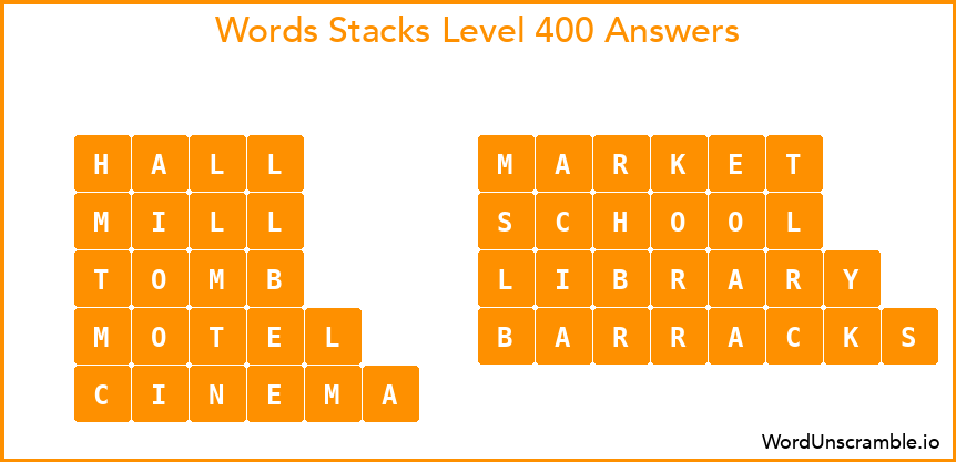 Word Stacks Level 400 Answers