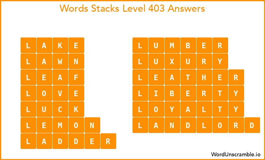 Word Stacks Level 403 Answers