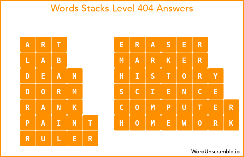 Word Stacks Level 404 Answers