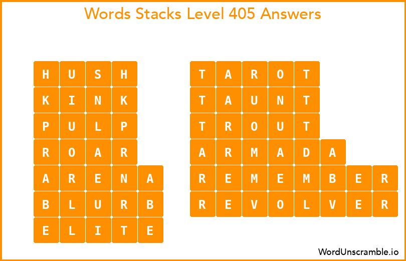 Word Stacks Level 405 Answers