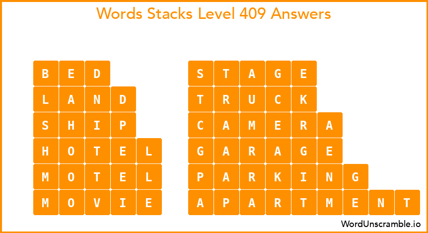 Word Stacks Level 409 Answers