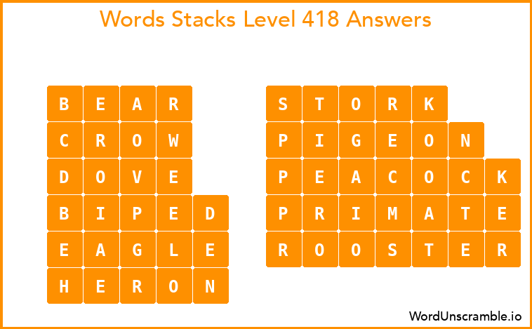 Word Stacks Level 418 Answers