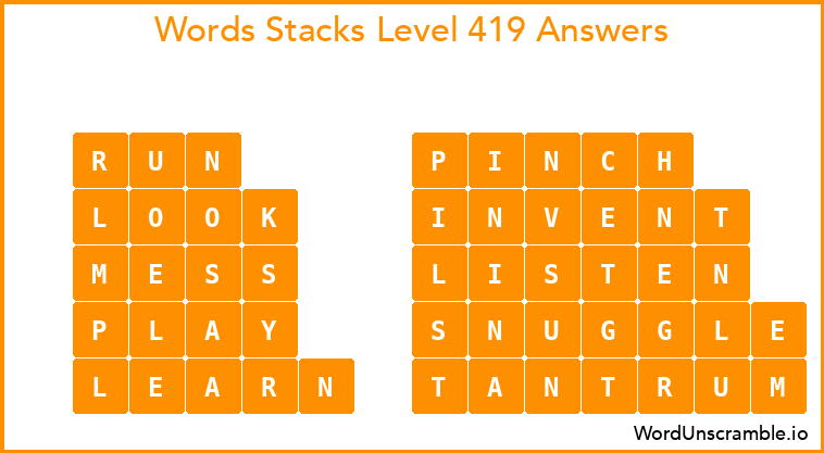 Word Stacks Level 419 Answers