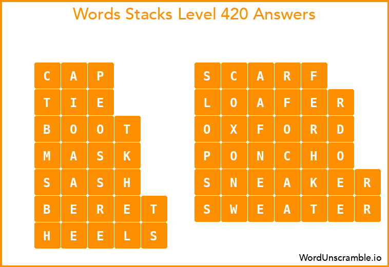 Word Stacks Level 420 Answers