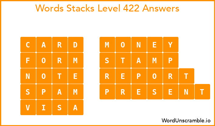 Word Stacks Level 422 Answers