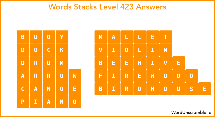 Word Stacks Level 423 Answers