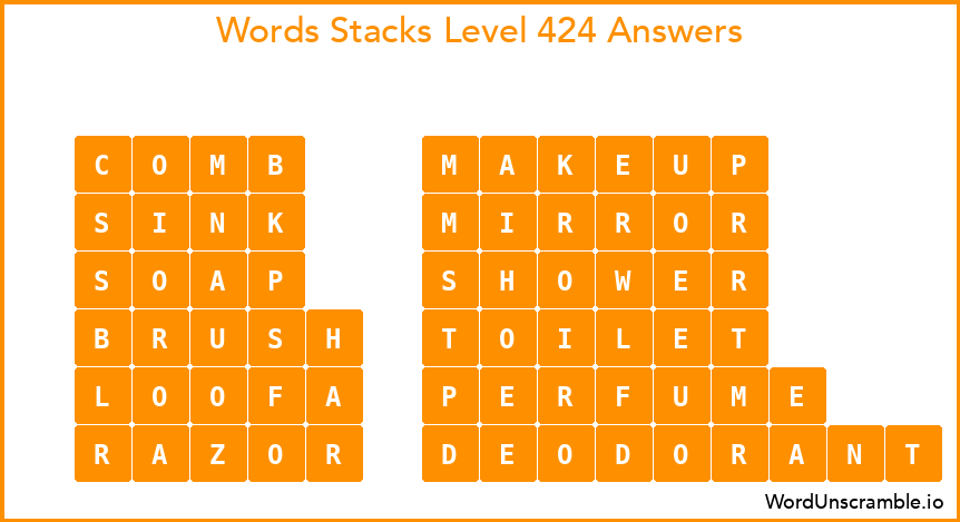 Word Stacks Level 424 Answers