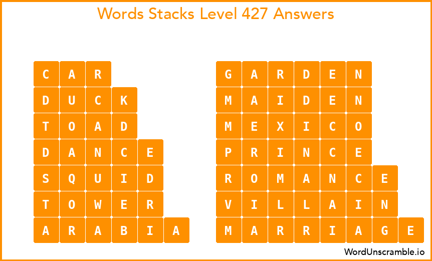 Word Stacks Level 427 Answers