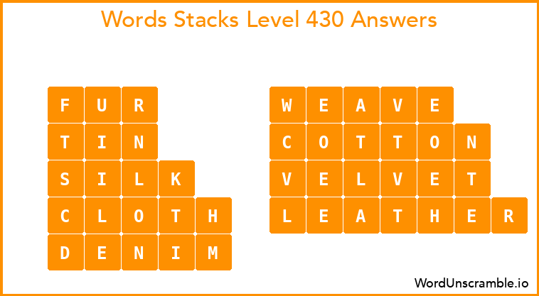 Word Stacks Level 430 Answers
