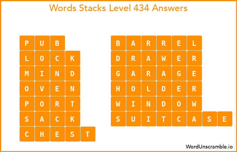Word Stacks Level 434 Answers