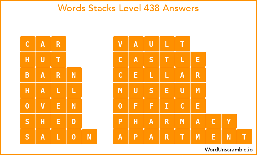 Word Stacks Level 438 Answers