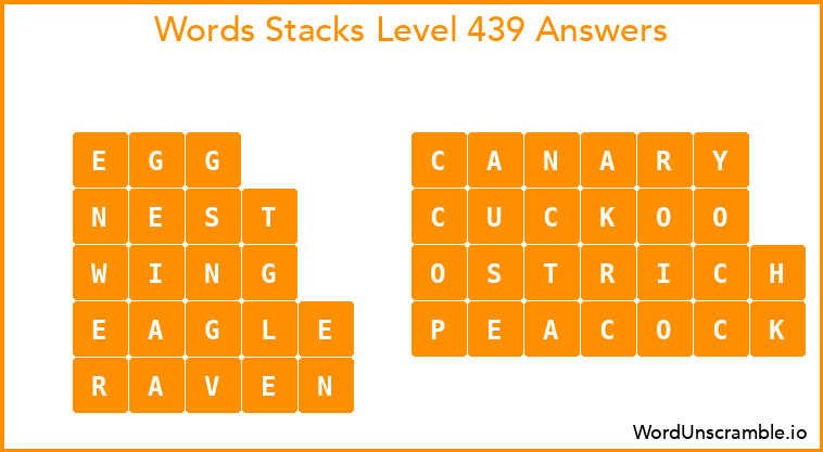 Word Stacks Level 439 Answers