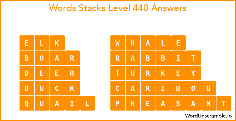 Word Stacks Level 440 Answers