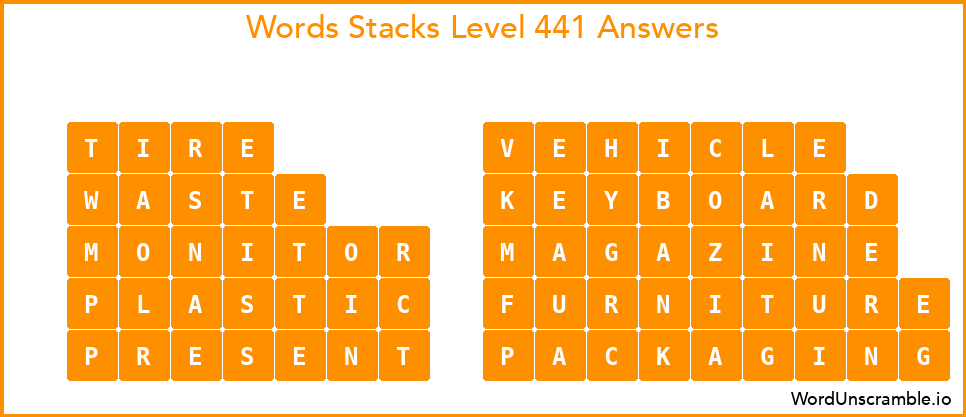 Word Stacks Level 441 Answers