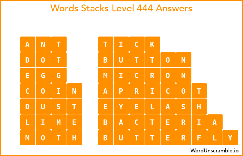 Word Stacks Level 444 Answers
