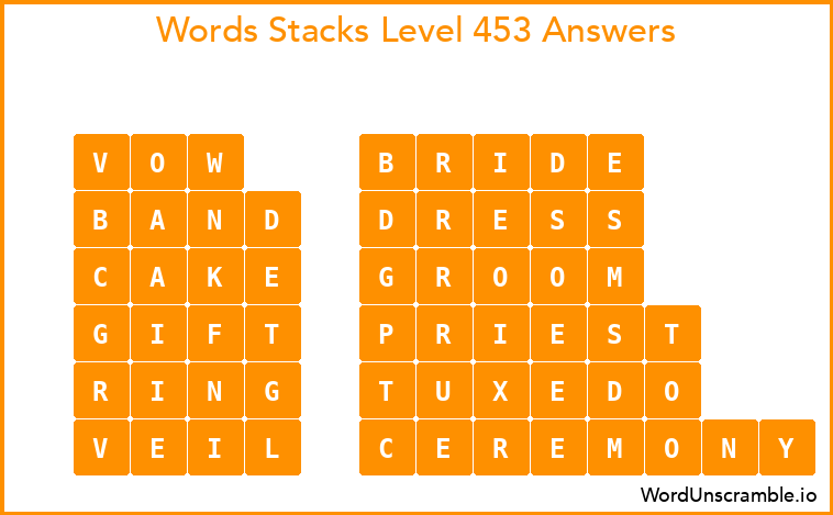 Word Stacks Level 453 Answers