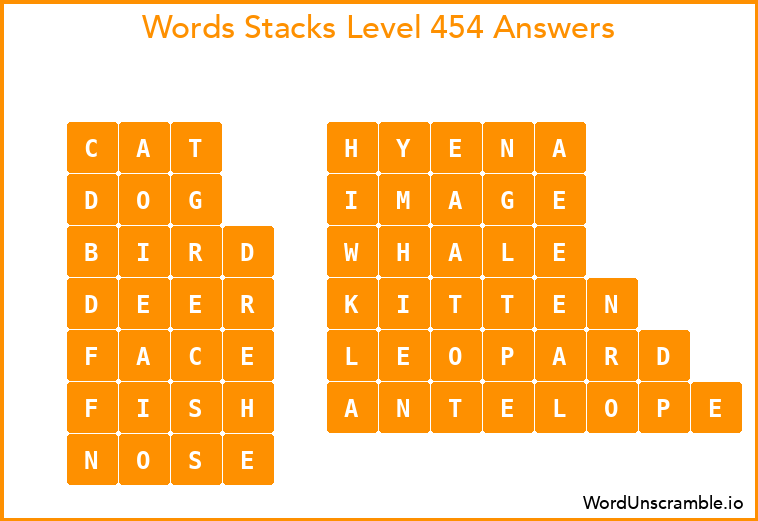Word Stacks Level 454 Answers