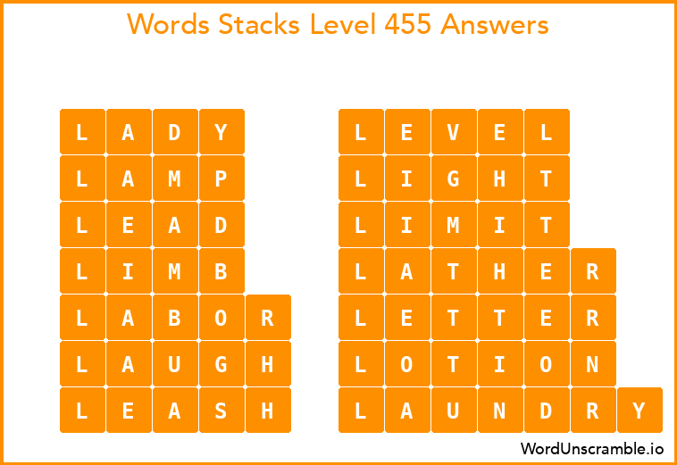 Word Stacks Level 455 Answers