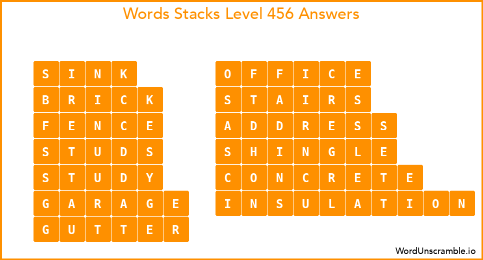 Word Stacks Level 456 Answers